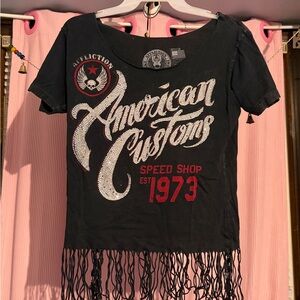 Affliction Black American Customs Fringe Tee